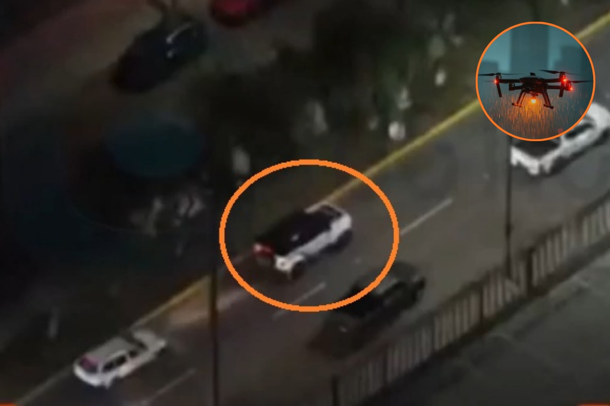 Fiscalía mostró imágenes del vehículo de Jenss Lara captadas por el drone de 'Los Pulpos'. (Captura Justicia Tv)