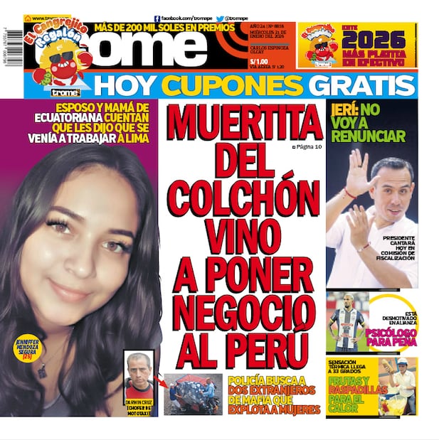 Portada Trome miércoles 21 de enero de 2026