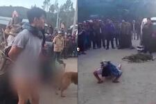 ¡Justicia popular en Andahuaylas! Ronderos capturan a presunto ladrón dentro de colegio y lo obligan a caminar descalzo hasta la comisaría