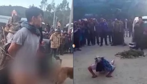 ¡Justicia popular en Andahuaylas! Ronderos capturan a presunto ladrón dentro de colegio y lo obligan a caminar descalzo hasta la comisaría
