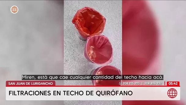 Filtraciones de agua en quirófano de Hospital de San Juan de Lurigancho. Foto: América Noticias