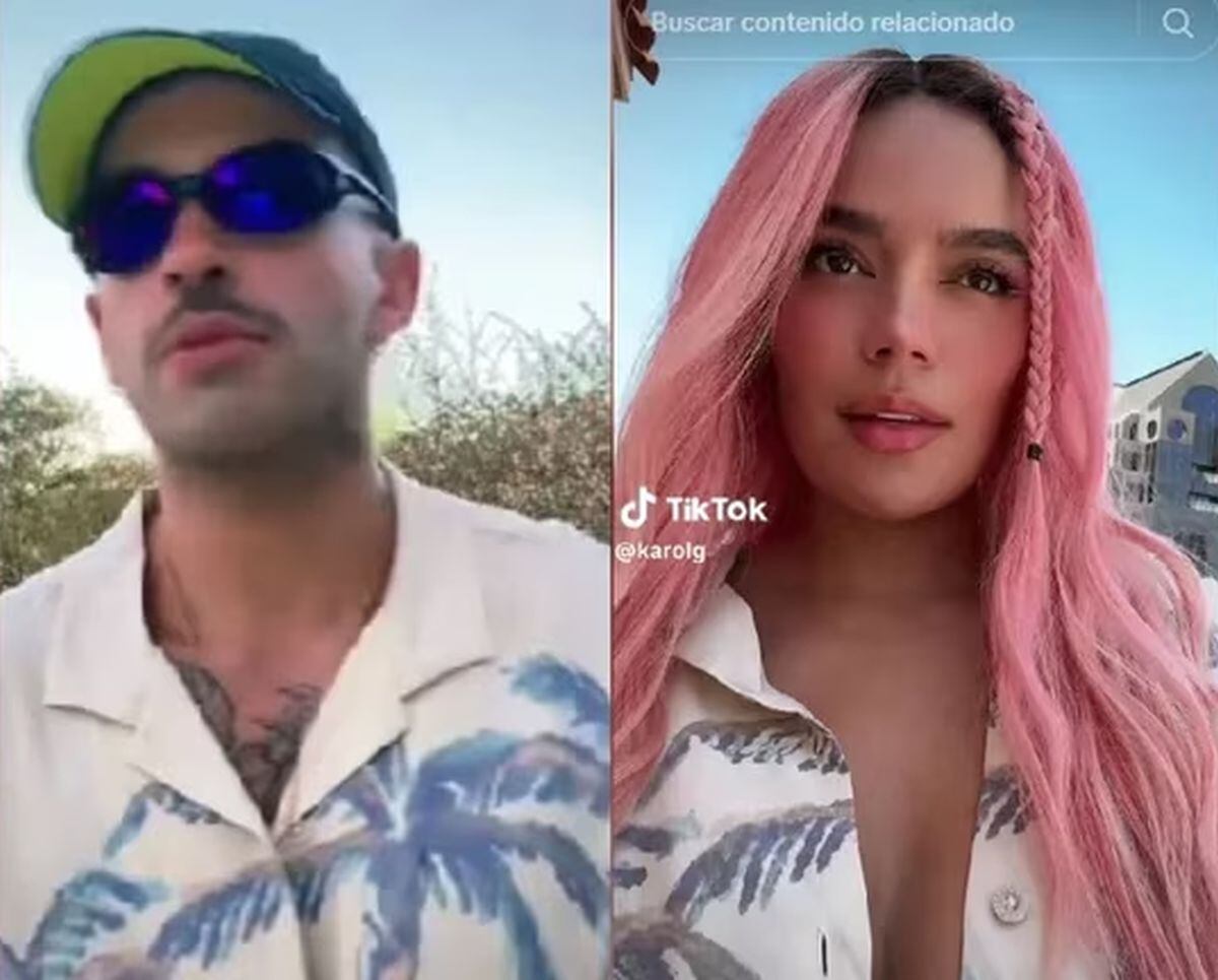 Ambos con la misma camisa playera (Foto: Feid / TikTok / Karol G / TikTok)