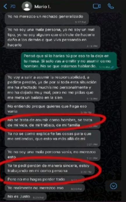 Mario Irivarren reconocería que agredió a Vania Bludau en nuevos chats de WhatsApp