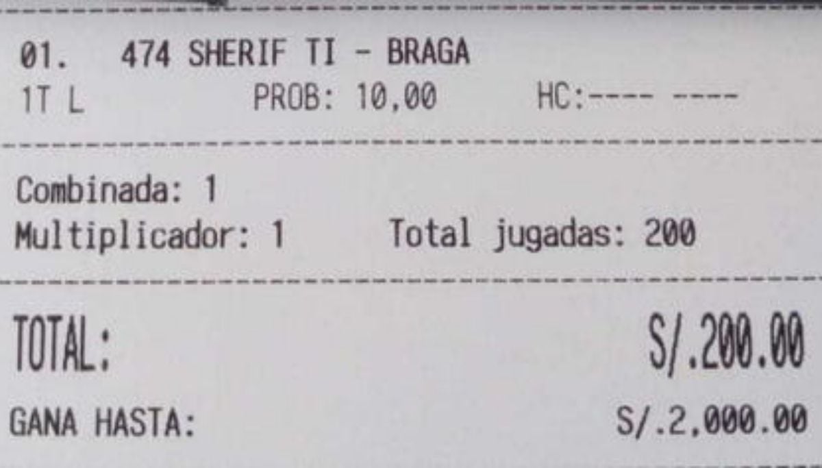 Voucher d ela apuesta de arriesgado hincha (@twitter)