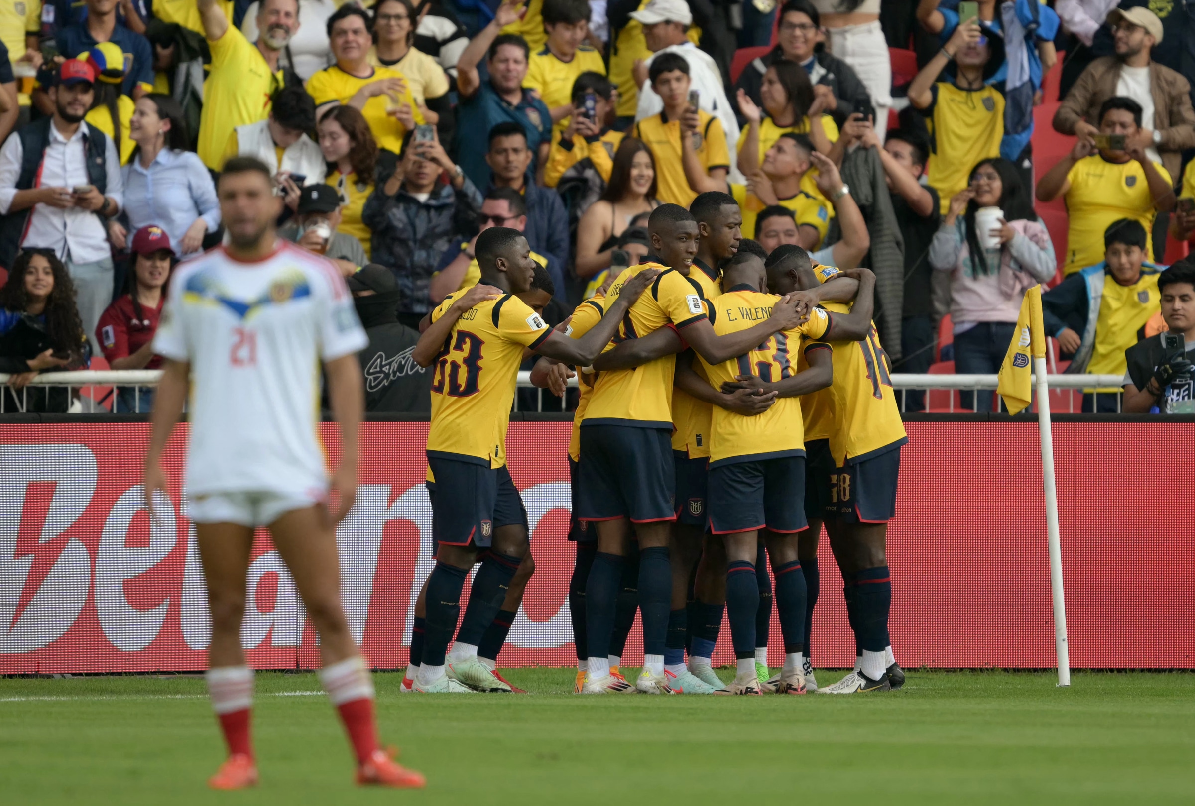 La selección de Venezuela cayó en su visita a Ecuador por 1-2 en el Rodrigo Paz Delgado de Quito, por la Jornada 13 de las Eliminatorias 2026. (Foto: AFP)