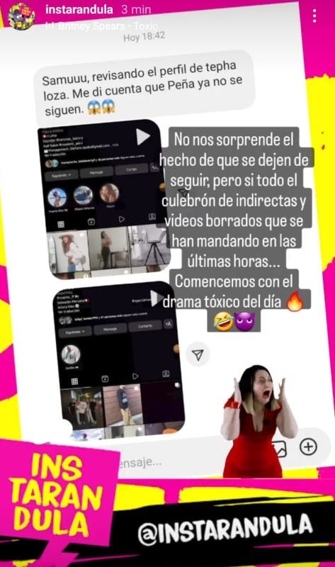 Tepha Loza y Sergio Peña se dejaron de seguir en Instagram