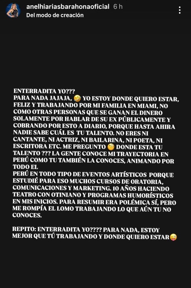 Anelhí Arias le responde con todo a Pamela López y niega estar en el olvido.