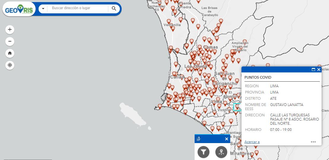 A la fecha, se geolocalizó puntos COVID de 14 regiones del país, tales como Amazonas, Apurímac, Arequipa, Cajamarca, Huancavelica, Huánuco, entre otros.