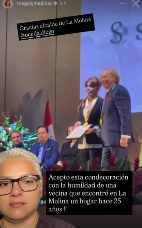Magaly Medina agradece el reconocimiento de alcalde de La Molina por su trayectoria televisiva.