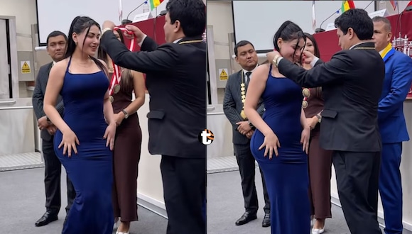 TROME | Parlamentario andino condecora a modelo de OnlyFans Karen Paniagua. Video: ATV