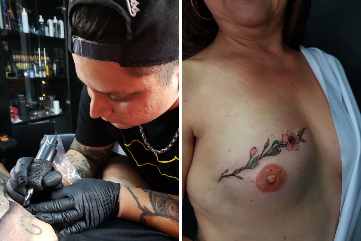 Cesar Pinto plasma arte en el cuerpo de personas que tienen cicatrices debido al cáncer o por violencia.