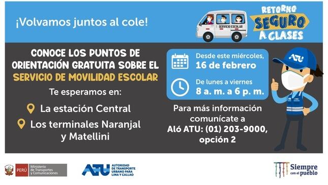 ATU ofrecerá orientación gratuita a padres de familia en el horario de de 8 a. m. a 6 p. m.
