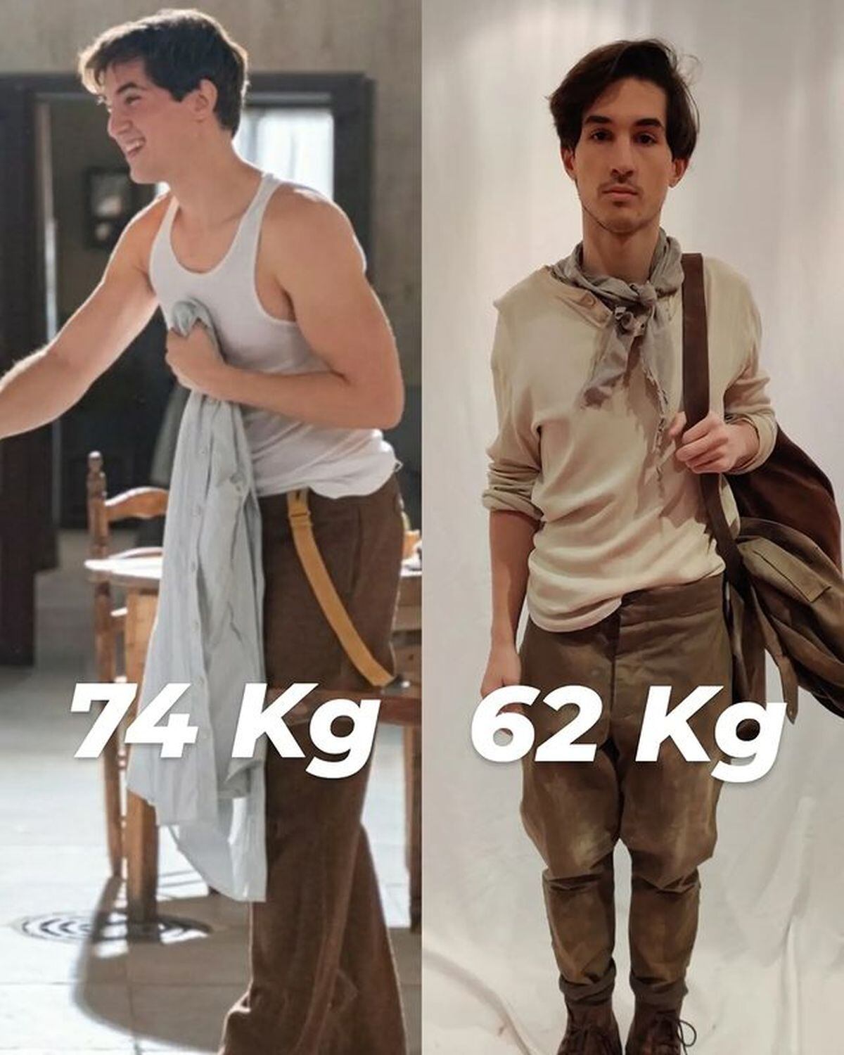 El propio actor subió esta comparativa a sus redes (Foto: Mario García / Instagram)