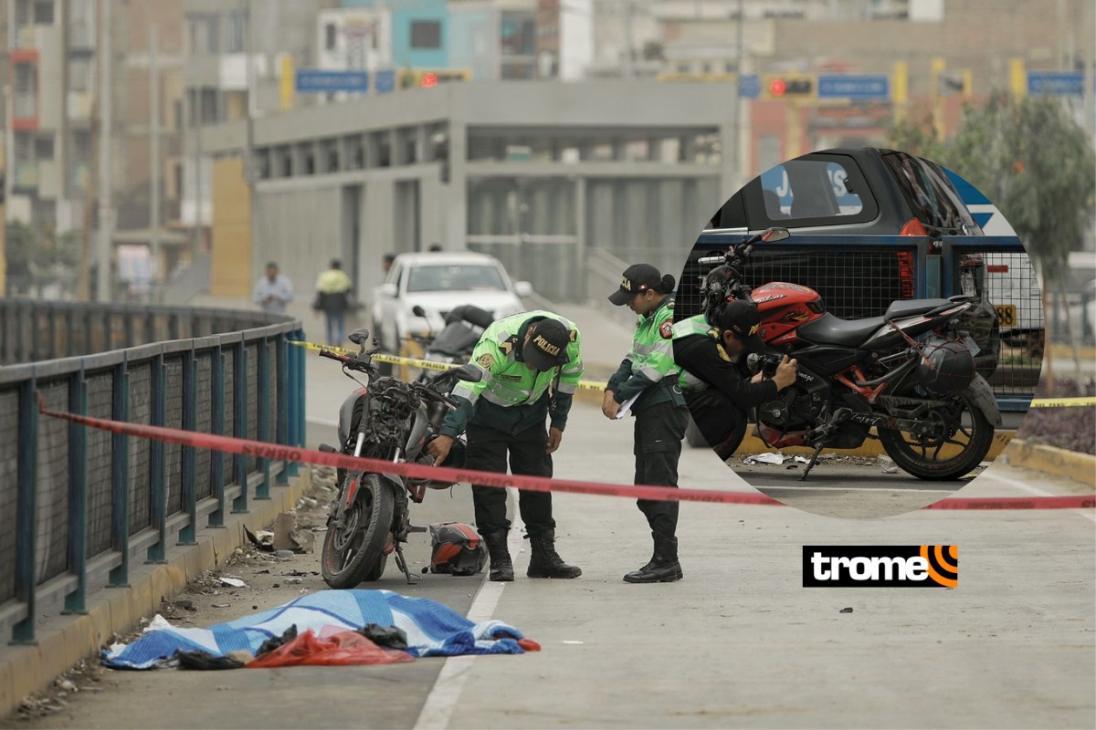 Mujer y motociclista habrían invadido vía de ampliación del Metropolitano. Fotos: Joel Alonzo/ @photo.gec