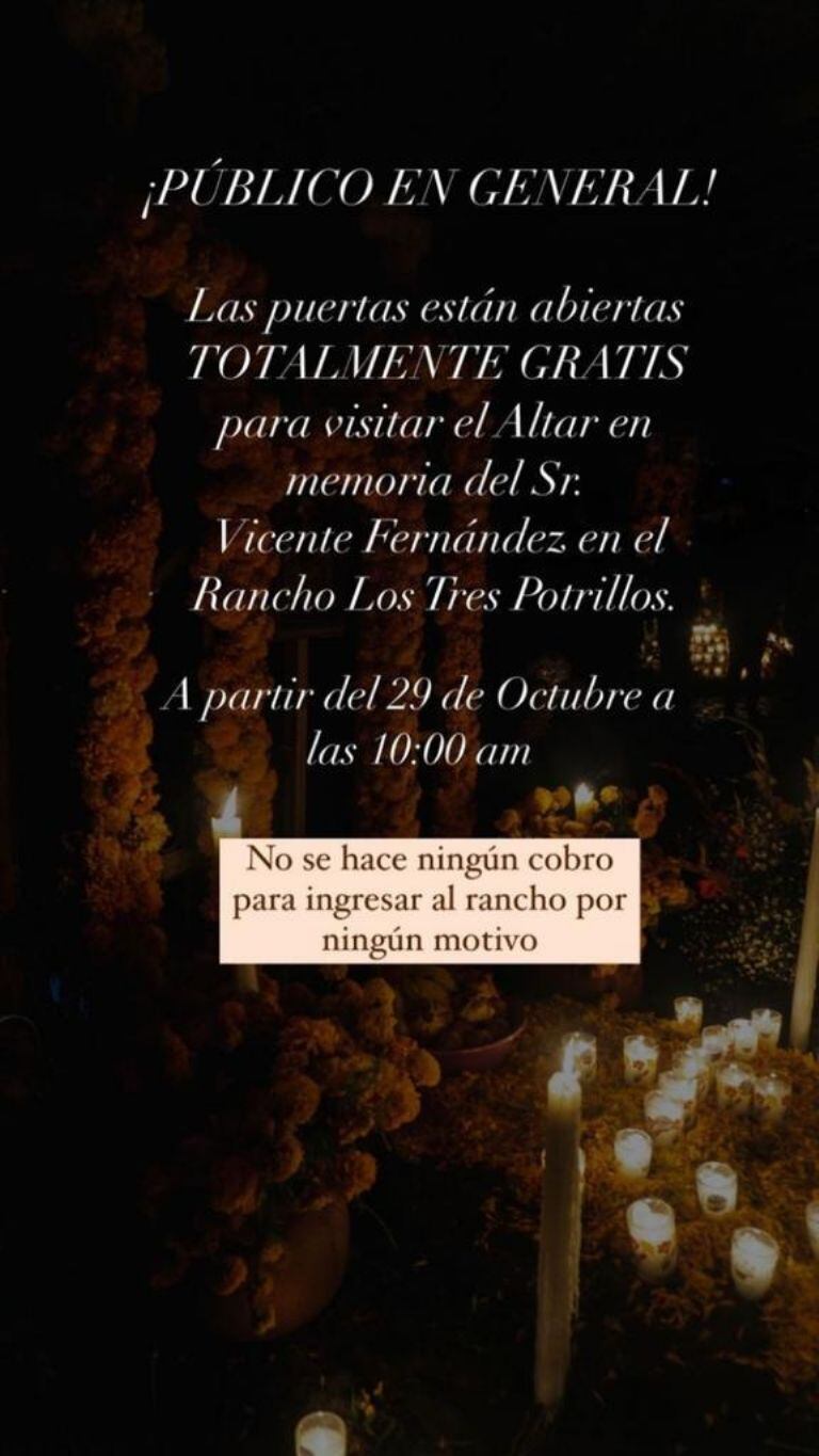 La visita al homenaje no tiene costo alguno (Foto: Vicente Fernández / Instagram)