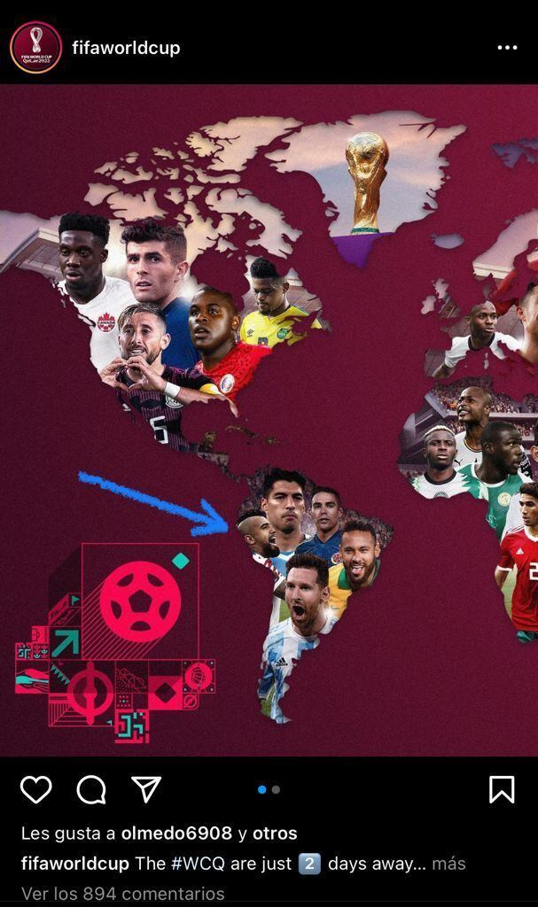 Arturo Vidal sobre el territorio peruano en publicación de la FIFA Mundial.