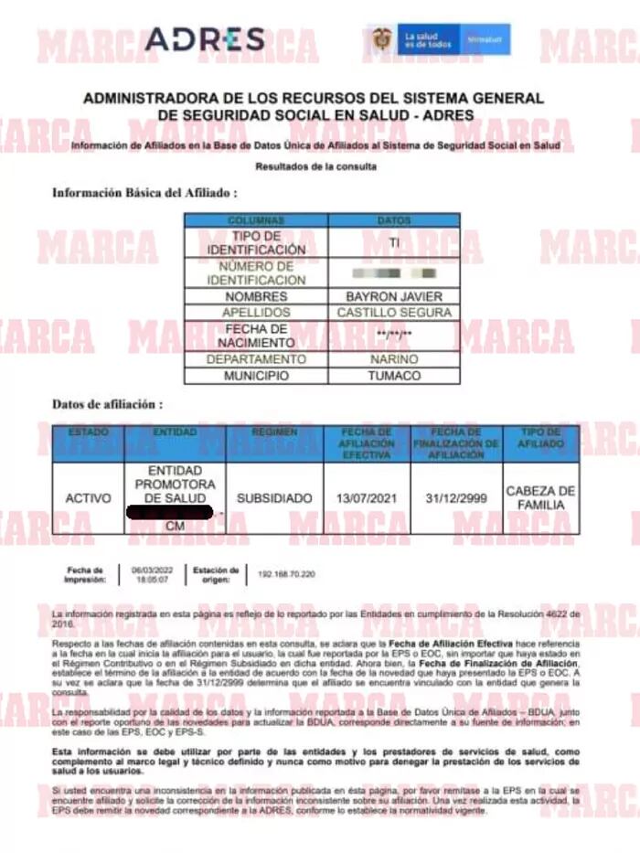 Caso Byron Castillo: Defensa chilena presenta documentos que probarían que jugador es colombiano. Foto: Captura.