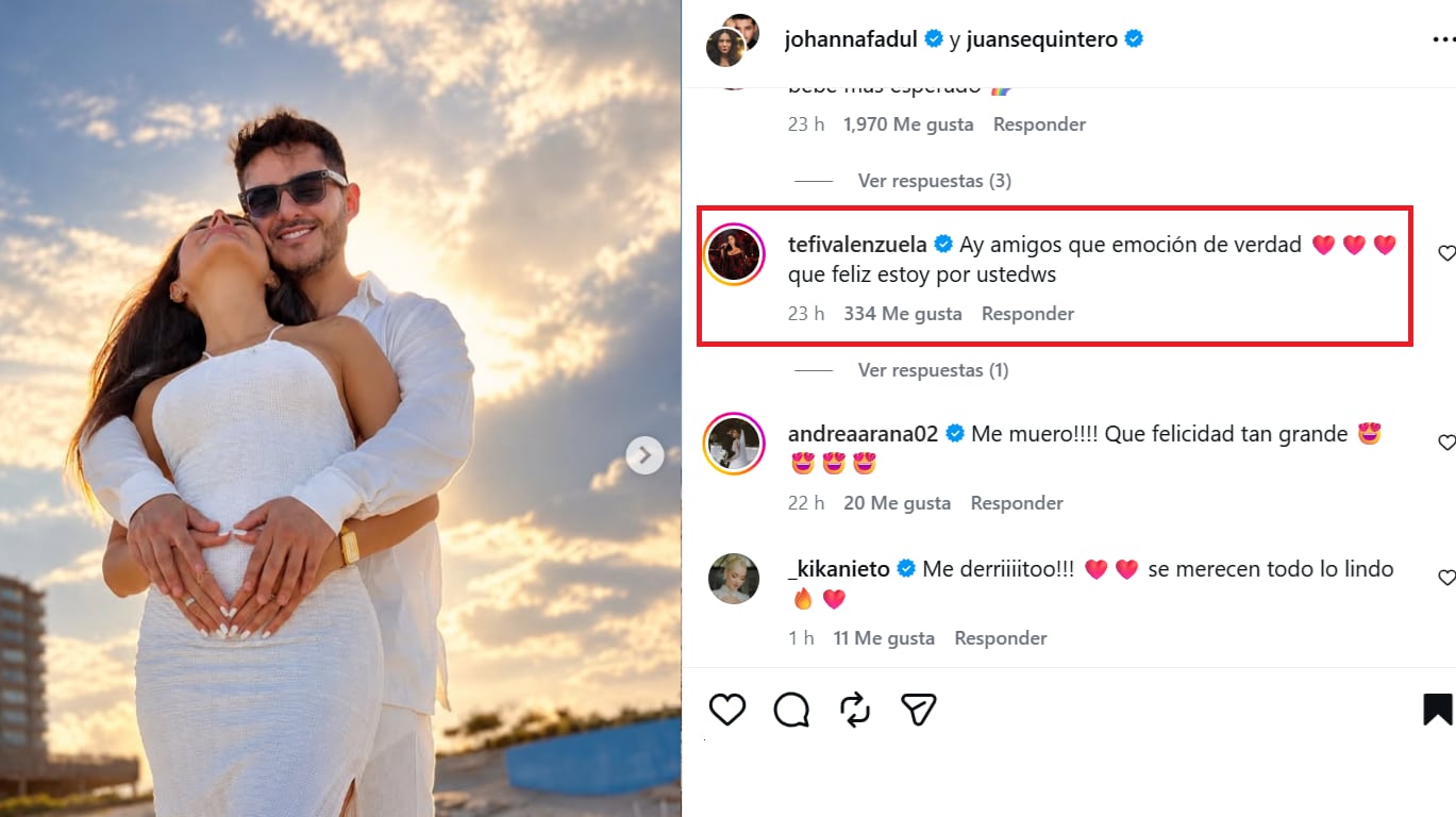 Tefi Valenzuela le desea lo mejor a Johanna Fadul, quien reveló que está embarazada.