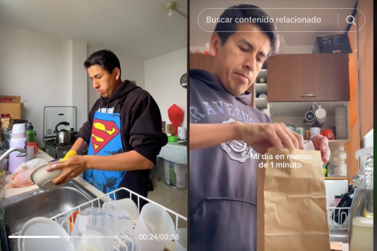Se ha ganado el corazón del público con sus videos 'les cuento cómo fue mi día en menos de un minuto'. Fotos: Capturas de TikTok Luis Soto.