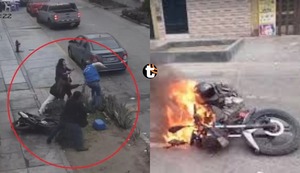 San Martín de Porres: Queman motocicleta de ladrón que intentó robar un celular