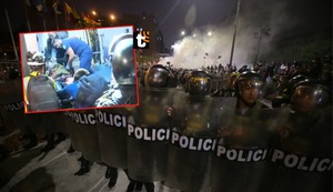 Policías terminan heridos y ensangrentados tras fuertes enfrentamientos con los manifestantes