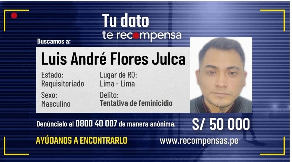Luis Flores Julca estaba en la lista de recompensas de los más buscados por el feminicidio ocurrido en Surquillo.
