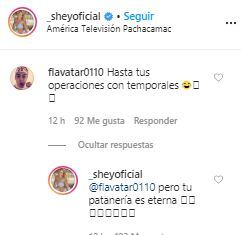 Sheyla Rojas respondió a usuario que se burló de sus cirugías. (Instagram)