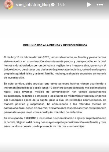 Samahara Lobatón lanza comunicado tras incidente con Bryan Torres y reportero de Amor y Fuego