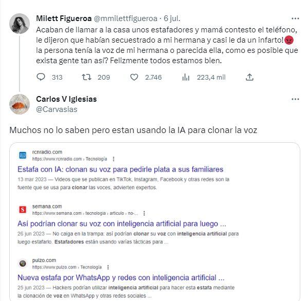 Milett Figueroa denunció que clonadores de voces intentaron estafar a su mamá.