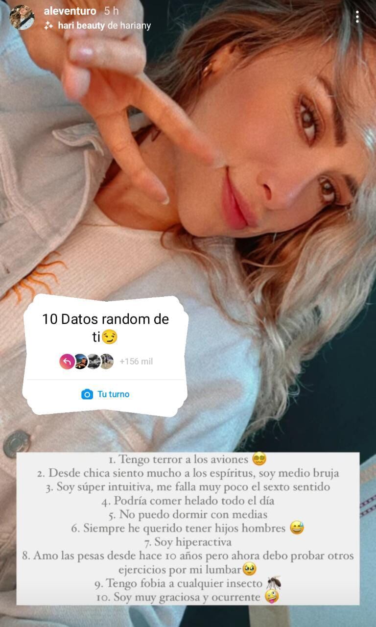 Ale Venturo contó 10 cosas sobre ella. Foto: Instagram