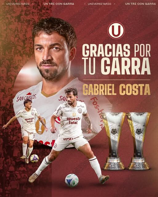 Universitario anunció la salida del Gabi Costa. (Universitario)