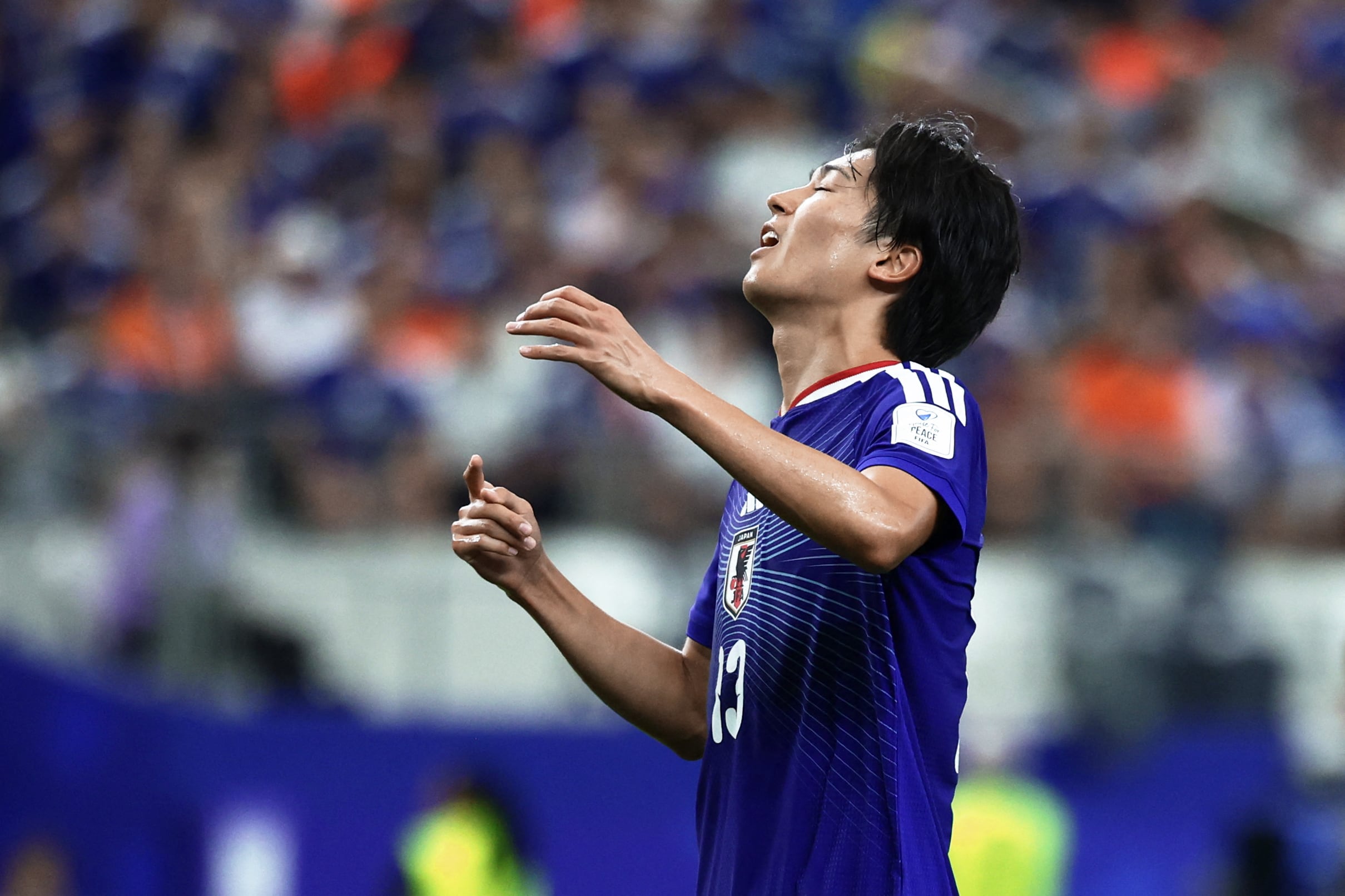 Keito Nakamura tuva una ocasión clara de gol en el Japón vs. Países Bajos. (Photo by Aric Becker / AFP)
