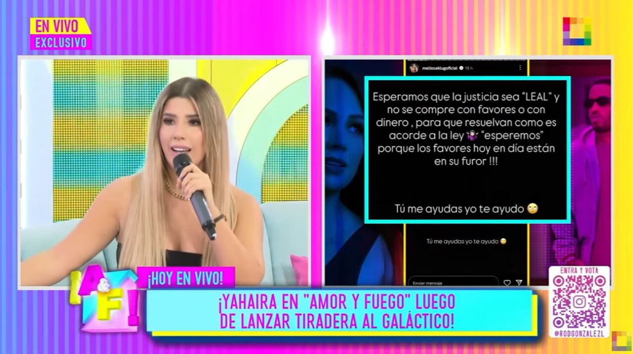 Yahaira Plasencia responde si será la nueva aliada de Melissa Klug contra Jefferson Farfán.