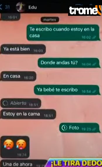 Los mensajes de Eduardo Rabanal a bailarina.