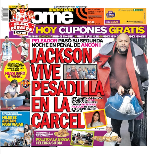 Portada Trome viernes 17 de julio de 2026