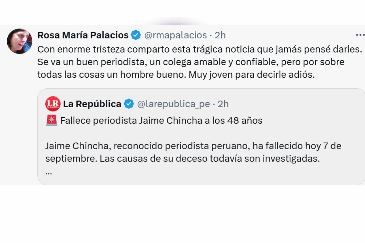 Rosa María Palacios se despidió de su colega con quien compartió pantalla en Canal N (@rmapalacios)