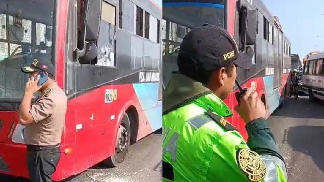 Balean bus El Rápido en av. Universitaria. Foto: Difusión
