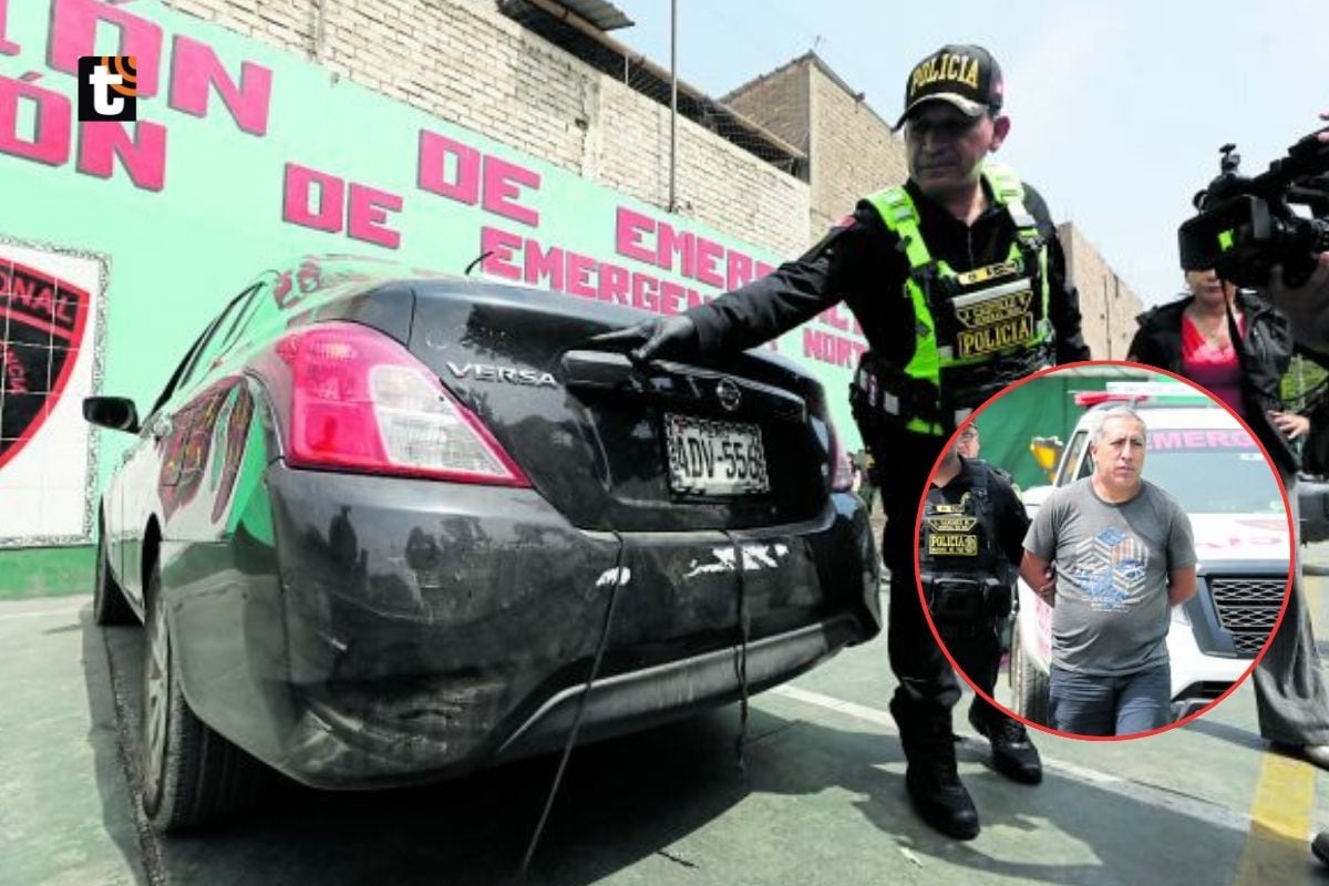 Auto que recibió los impactos tras la persecusión.