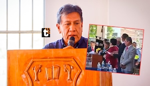 ¡Incidente en Órganos! Vecinos atacan al alcalde en plena ceremonia, le lanzan huevos y le gritan “mentiroso”