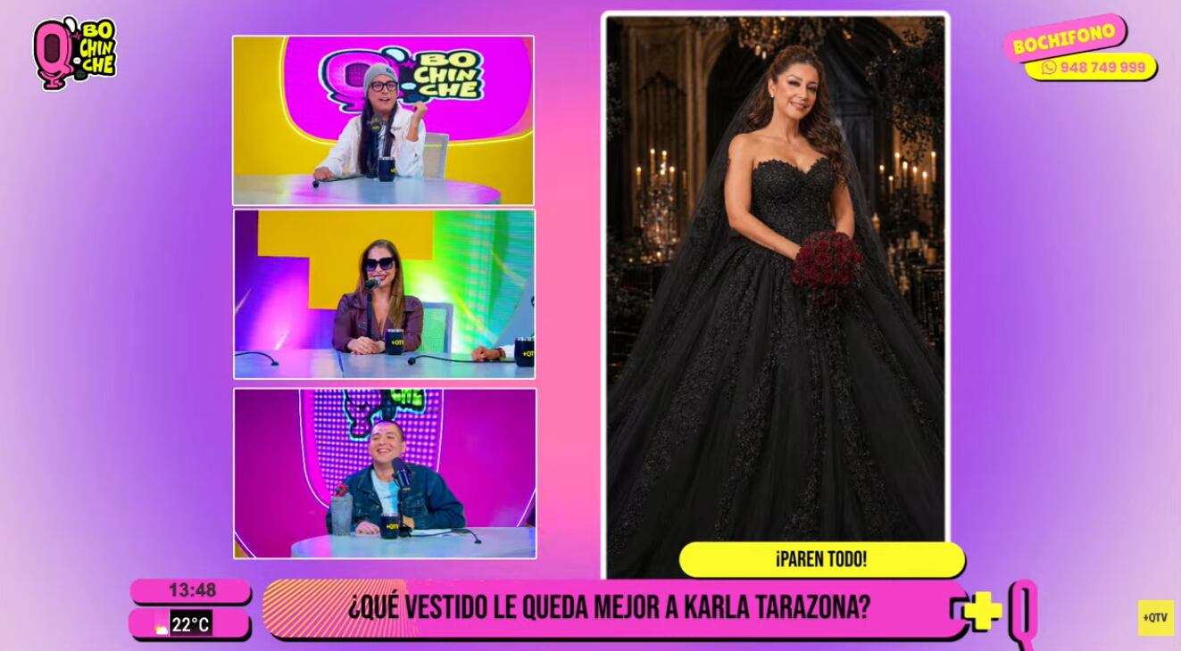 Melanie Martínez se ríe de Karla Tarazona al verla con vestido de novia color negro a puertas del matrimonio civil con Christian Domínguez.