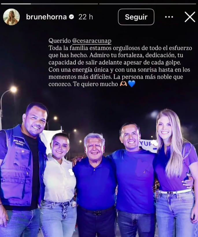 Brunella Horna dedica palabras a César Acuña.