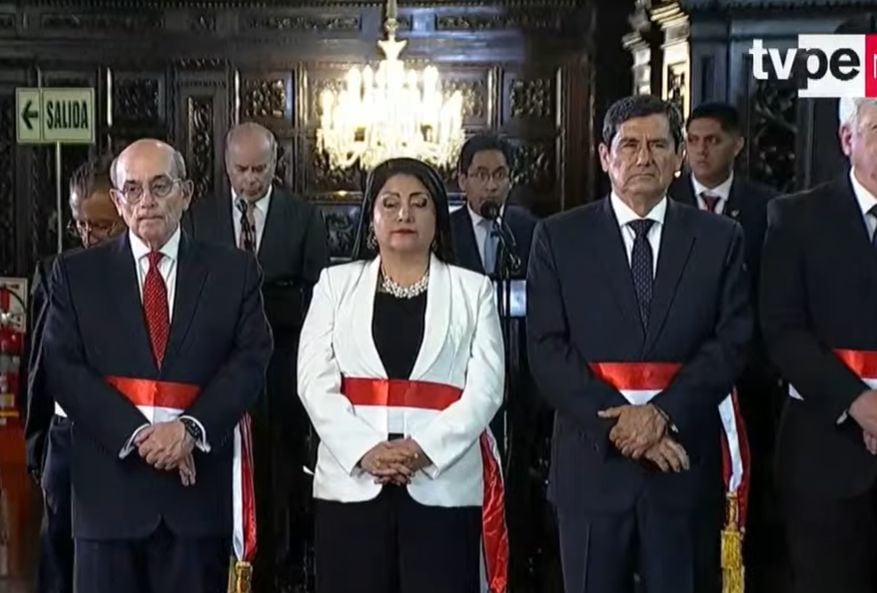 Nuevo gabinete ministerial, encabezado por Denisse Miralles. (Tv Perú)