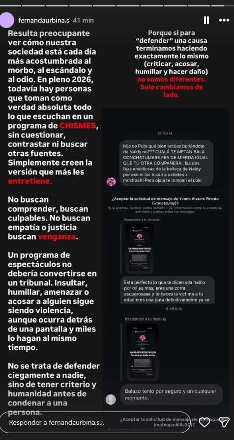 Fernanda Urbina se defendió.