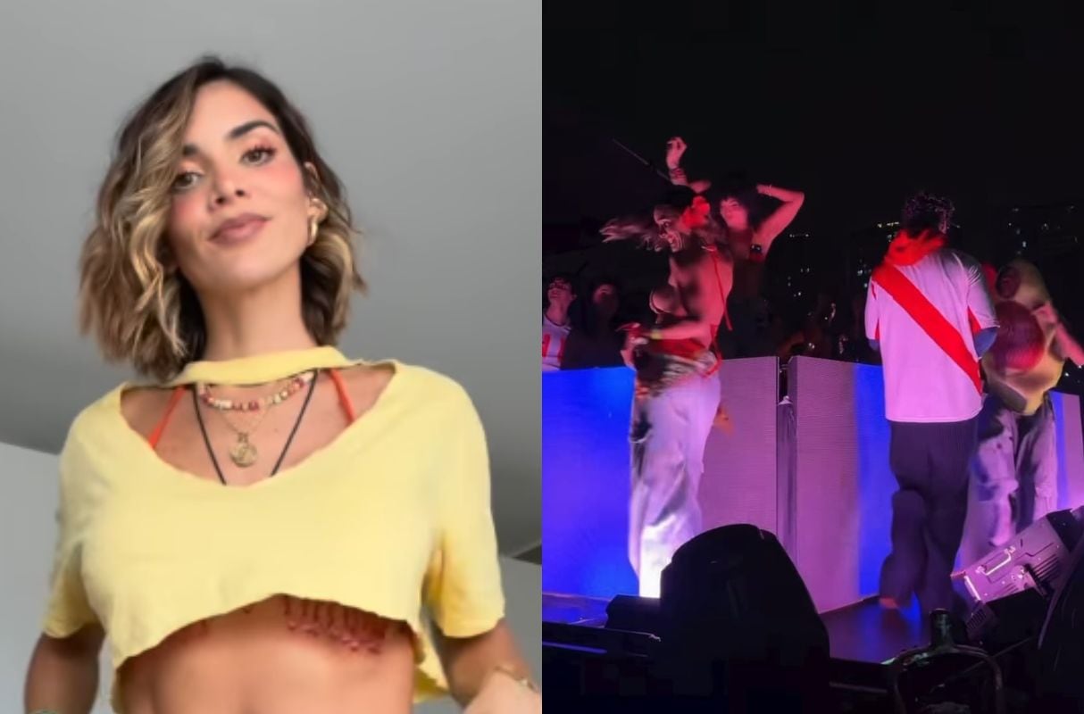 Korina Rivadeneira protagonizó un curioso momento durante el concierto de Rawayana en Costa 2. (Foto: Instagram - @rivadeneirak / TikTok - @nothinsay_)