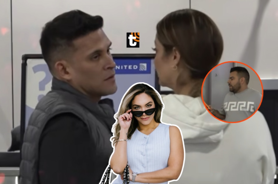 Esposo de Isabel Acevedo coincide con Christian Domínguez en el aeropuerto.