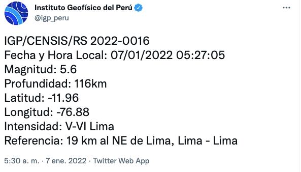 Temblor en Lima: Sismo de 5.6 grados remeció la capital esta mañana