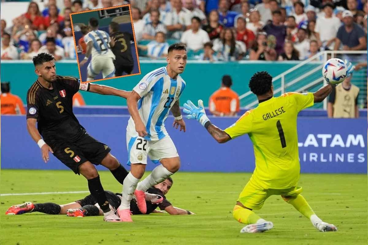 Selección peruana reclamó foul en el segundo gol de Lautaro Martínez . (Agencias)