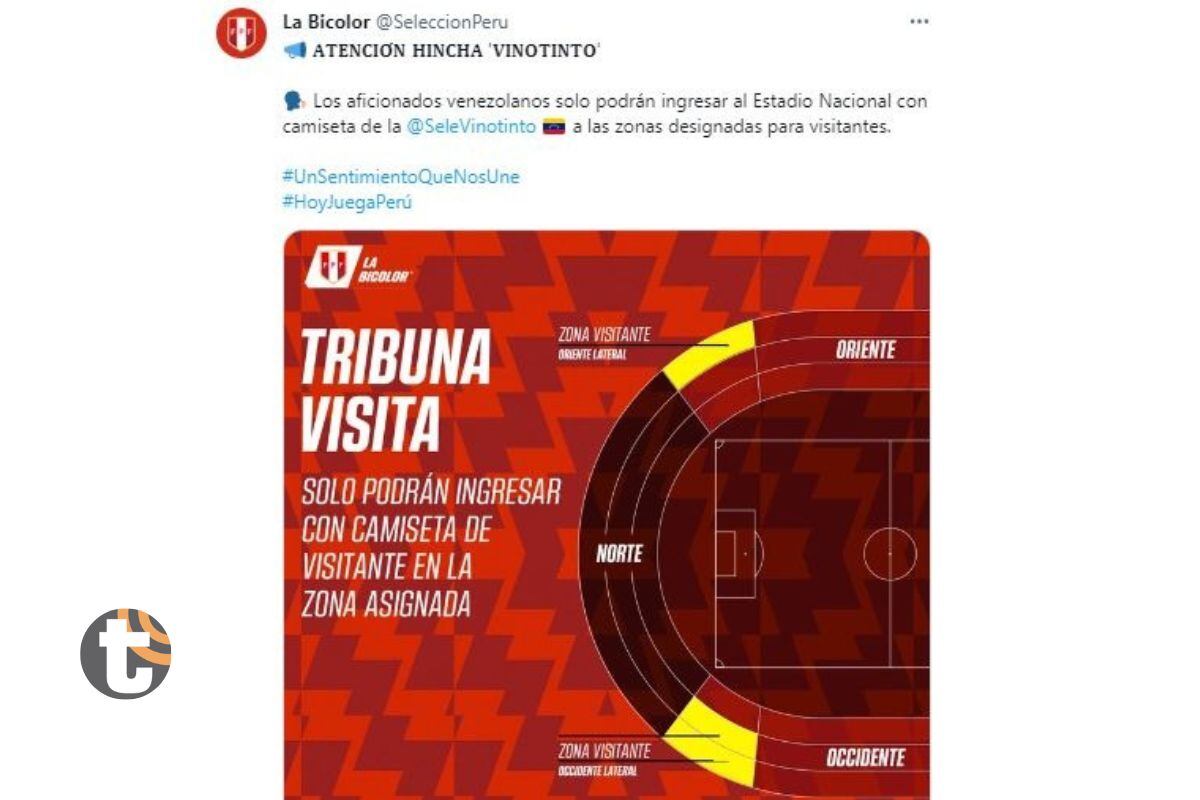 Federación hizo esta advertencia a los hinchas de venezuela que hoy ingresen al Estadio Nacional (@tufpf)