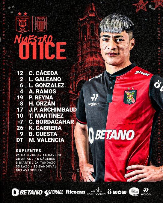 Melgar envía este once ante Alianza Lima (Foto: @melgaroficial)