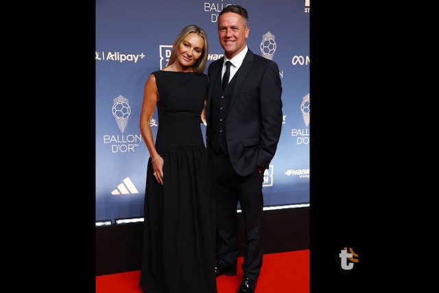 Michael Owen y Louise Bonsall demostraron la sobriedad y elegancia de la moda inglesa (Fuente: @francefootball)